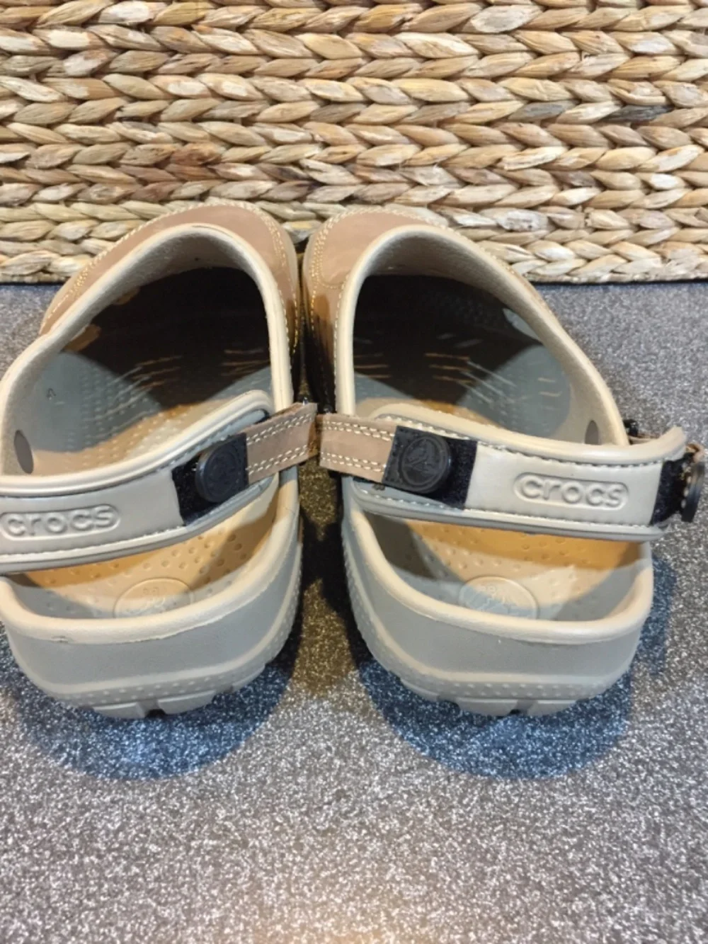 CROCS Men’s Classic Beige Tan Suede-Look Clogs